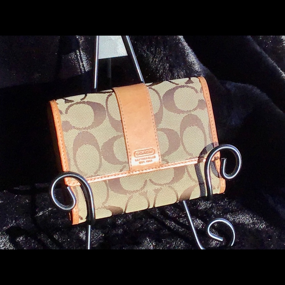 Coach Leather & Fabric Signature Bifold Wallet